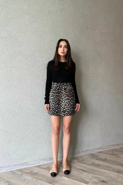 Leopar Desen Mini Etek