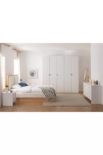 Luna Nox, Ensemble chambre Pandia, Armoire blanche, 5 portes
