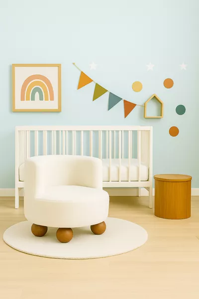 Teddy Soft Plush Fabric Comfortable Kids' Chair Cream Color Reading & Relaxing Chair