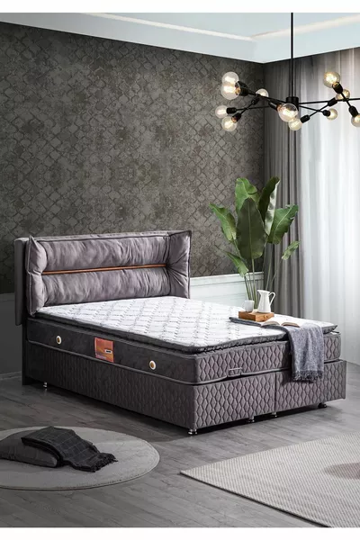Barcelona Double Set, Double Bed Base and Headboard Set