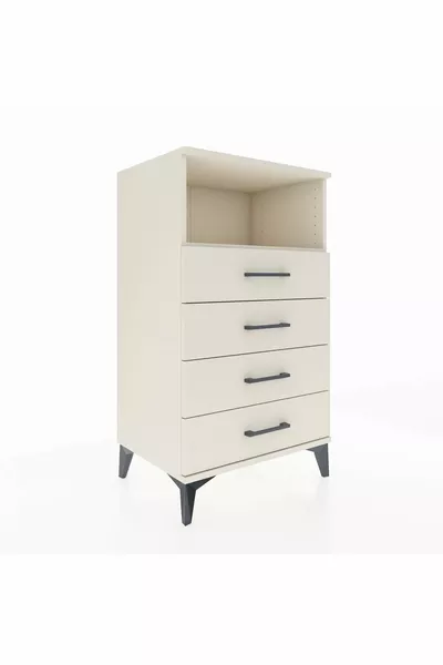 خزانة جانبية هايبرين بطابق واحد وأربعة أدراج، لون حجر القمر