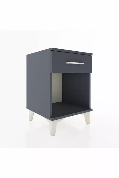طاولة السرير الجانبية من هايبرون، درج واحد، أنثراسيت-أنثراسيت