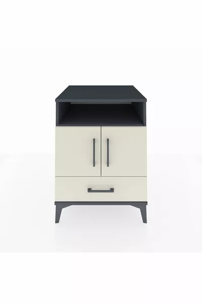 خزانة جانبية كرونوس بثلاثة أرفف ودرج واحد وغطائين باللون الأنثراسيت والحجر الرملي