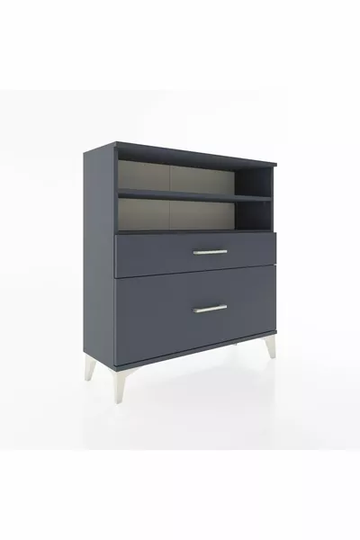 خزانة أرغس بدرجين ورفين - أنثراسيت