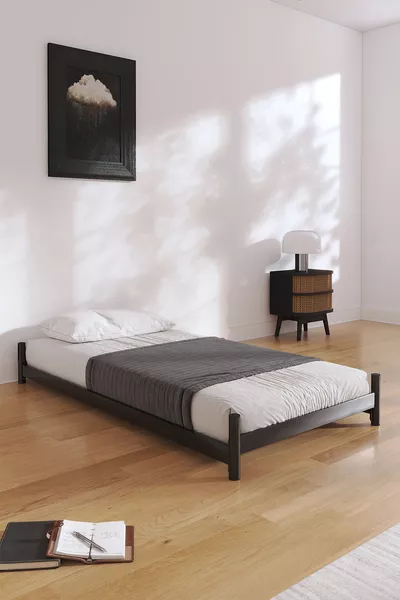 سرير أريا مع سرير جانبي متوافق باللون الأسود | سرير بطابقين للأطفال - سرير أرضي