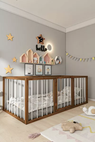 فرويدو سرير خشبي للأطفال مع باب بطريقة مونتيسوري