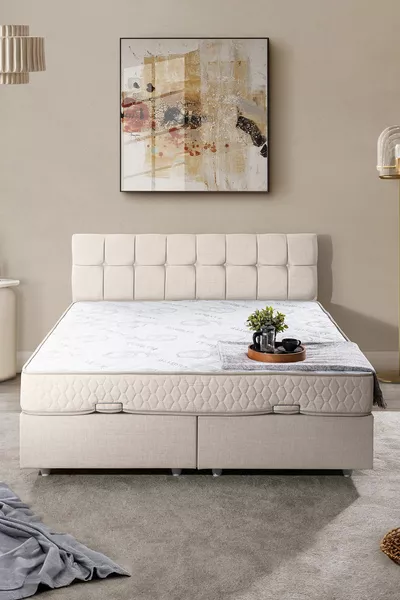 Berlin Çift Kişilik Baza Başlık İkili Seti, Krem