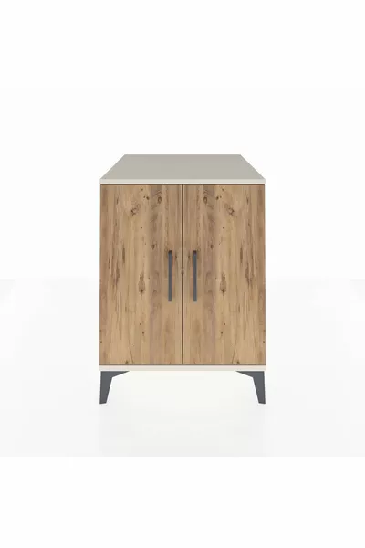 خزانة كرونوس الجانبية رف واحد بابين عقيق-صنوبر