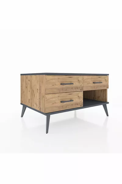 خزانة كرونوس بثلاثة أدراج صنوبر-أنترسيت/صنوبر