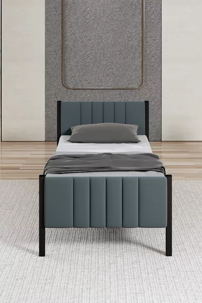 سرير معدني لوتس باللون الأنثراسيت، متاح بأحجام مختلفة