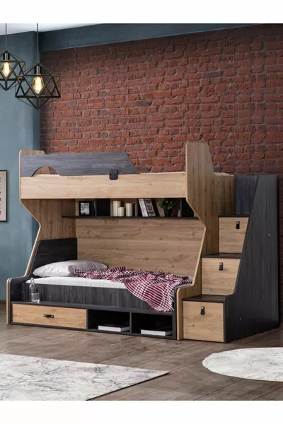 Bunk bed, Nature Bunk Bed, Bed, Desk