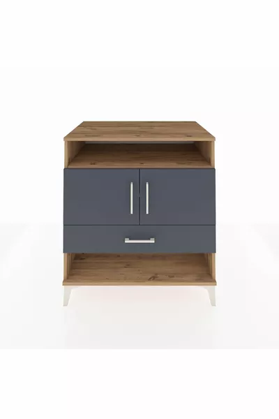 خزانة كرونوس مع رفوف 3 ودرج واحد و2 أبواب، صنوبر - أنثراسيت