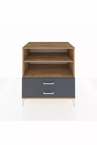 خزانة كرونوس مع رفين ودرجين، صنوبر-أنثراسيت