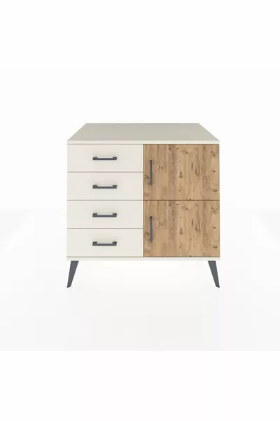 خزانة كرونوس برف واحد، 4 أدراج، بابان، لون عقيق-صنوبر/عقيق