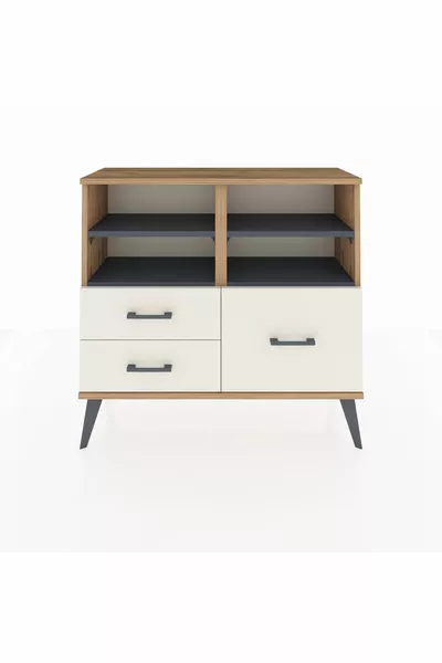 Arges Şifonyer 4 Raflı 3 Çekmeceli  Çam-Antrasit/Aytaşı