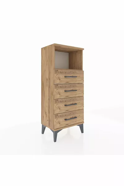 أرجس كومودين، رف واحد، 4 أدراج، خشب الصنوبر