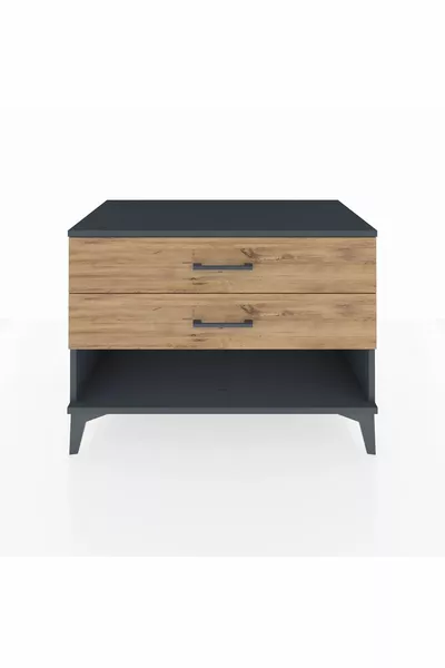 خزانة أدراج هيفريون بطبقين أنثراسيت-صنوبر