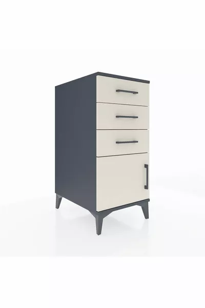 Kronos Nightstand 3-Drawer 1-Door Anthracite-Quartz