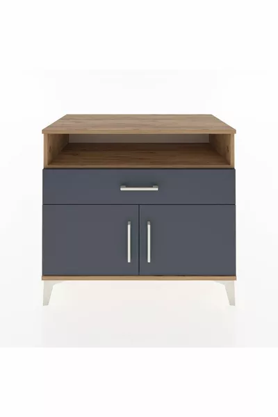 خزانة هايبرون بدرج واحد ورف واحد وبابان، خشب الصنوبر-أنثراسيت