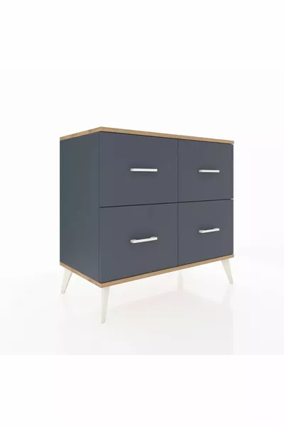 خزانة هوبريون بأربعة أدراج أنثراسيت-صنوبر/أنثراسيت