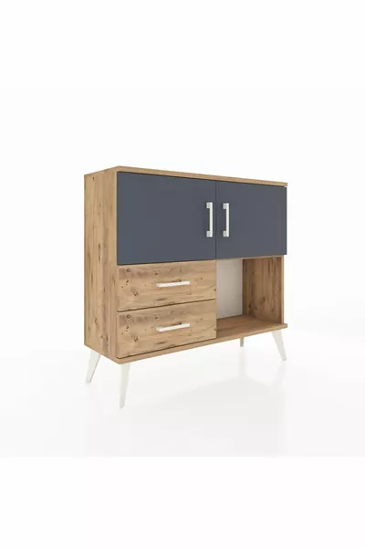 خزانة أرجس برافين 2 رفوف، 2 أدراج، 2 أبواب، صنوبر-أنثراسايت/صنوبر