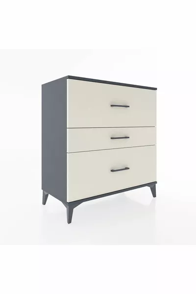 خزانة أدراج هيفريون بثلاثة أدراج - أنثراسيت وحجر الصوّان