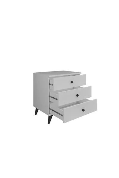 Проста нощна шкафче с 3 чекмеджета БЯЛО