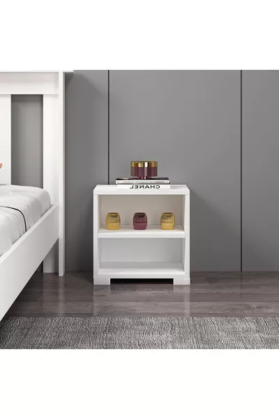 Бял MDF нощен шкаф