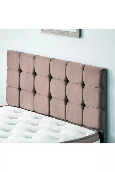 رأس سرير فردي راما - قماش بلون قهوة بالحليب بعرض سم