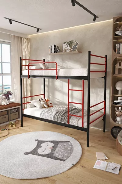 Lits superposés Trend compatibles avec matelas rouge Métal démontable