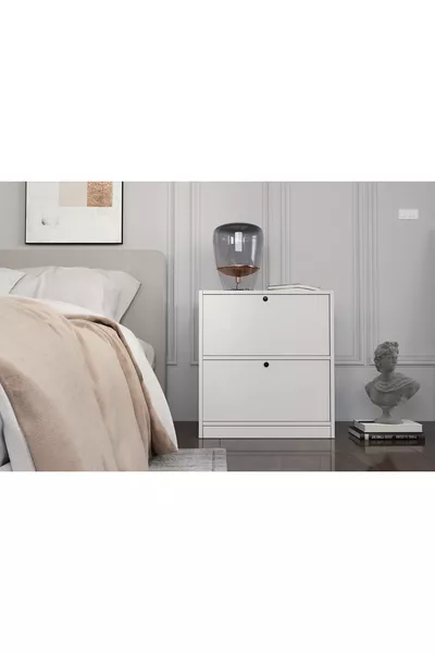 Two-Drawer White Nightstand