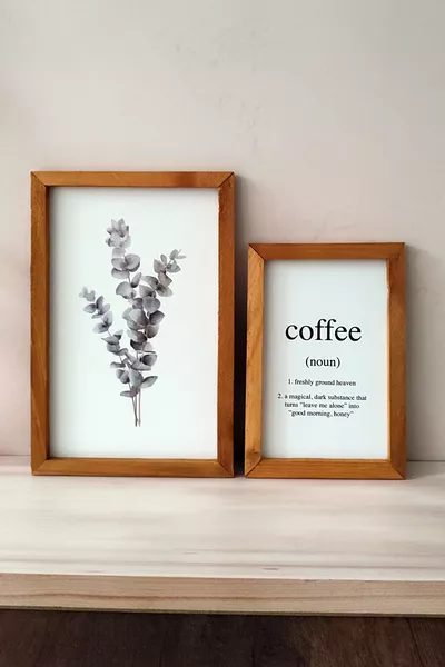 Комплект картини с дървена рамка Eucalyptus Coffee