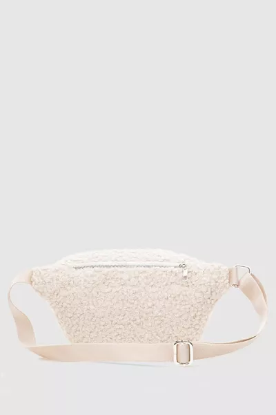 نسائي كريم فو فرو المنسوجة حقيبة الخصر 