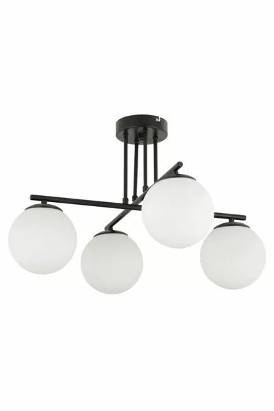 ثريا مالي 4 لمبة سوداء مع زجاج أبيض لغرفة نوم عصرية للشباب، مطبخ، وصالون بطراز ريترو