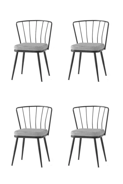 4 كراسي شمسية سوداء لمطبخ وصالون وغرفة طعام، بأرجل معدنية