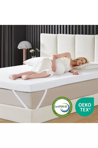 % VISCO Single Piece, Bed Sleep Pad (Medium Soft) Cm Thick, Comes with 2 Pillowcase Gift