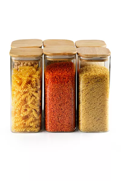 مجموعة بهارات فاخرة مفرغة من الهواء بسعة  مل مع غطاء مربع من الخيزران، 6 قطع