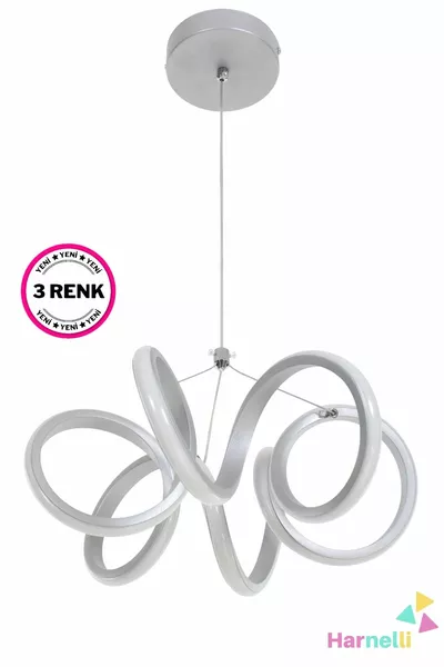 ثريا LED رمادية بعلبة قطرها  سم وثلاثة ألوان قابلة للتغيير