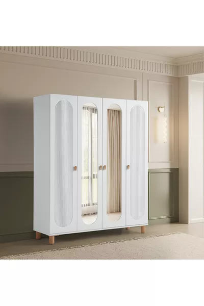 Peri % MDF Membrane 4-Door Wardrobe