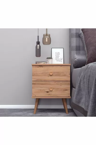 خزانة جانبية ميلاس خشبية بأرجل مصنوعة من خشب الصنوبر الأطلسي