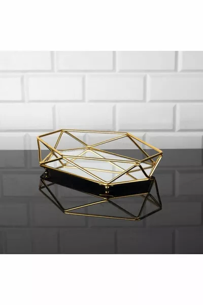 Prism Mirrored Presentation Tray Gold cm