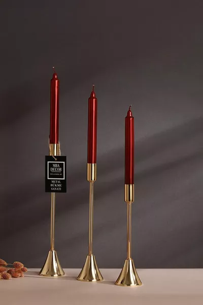 3-ка Златен Полилей Свещник Декоративен Свещник Основи За Свещи Домашен Декор