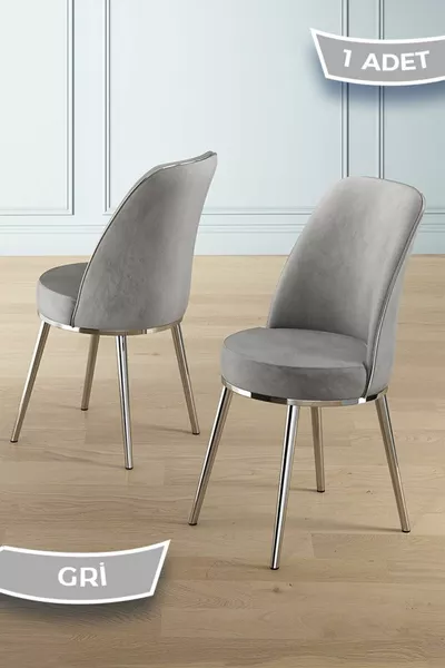 Серия Pefa 1 сив кухненски стол с хромирани метални крака, първокласна тъкан Babyface