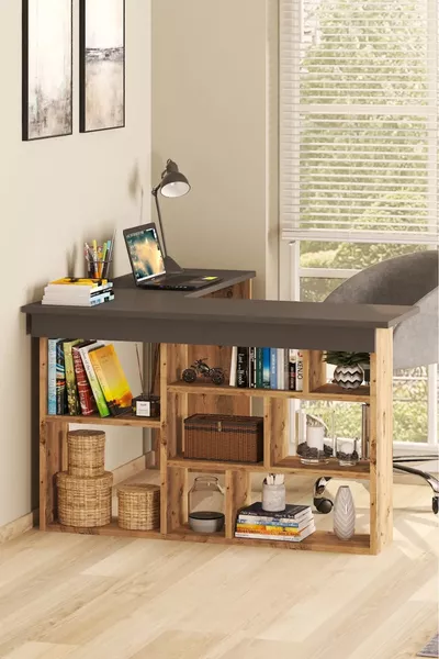 Работна маса Pera Raflı, Атлантическа борова-антрацит