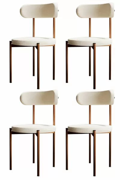 طاولة طعام بأربعة كراسي من تريند - كريمي-بني