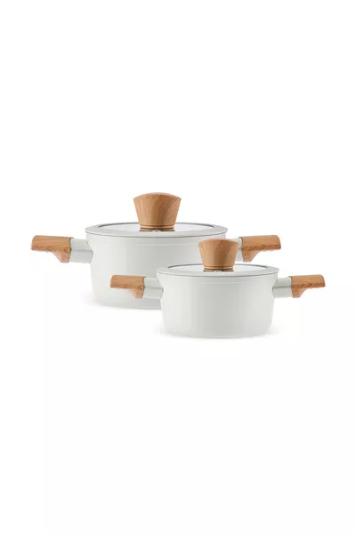 x Refika Swiss Crystal Amandelcrème Inductiebasis Midi 4-delige Pannenset