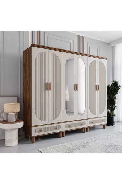 Milen 6-Door Wardrobe with Drawers % MDF