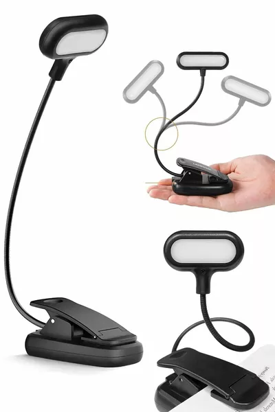 Мини-лампа для чтения с зажимом и светодиодом, работающая на батарейках, настольная лампа для чтения книг