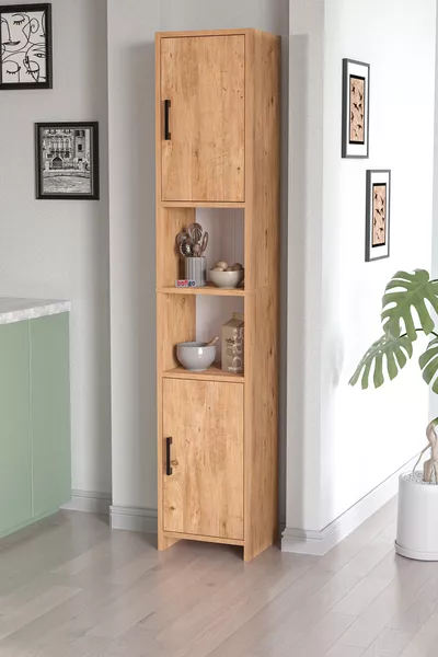 Многофункционален шкаф с 2 врати и 6 отделения Alya Многофункционален кухненски шкаф Баня шкаф от бор