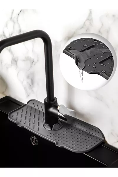 Tapis antidérapant en silicone extensible pour robinet, organisateur de rétention d'eau, tapis de cuisine et salle de bain pour plan de travail